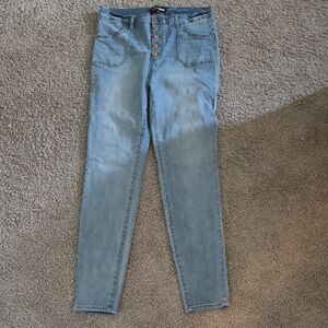 Fashion Nova Light Blue Skinny Button-Fly Jeans